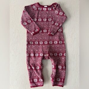H&M Red & White Long Sleeve Sweater Onesie 9-12 Months
